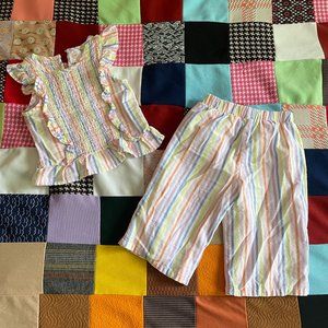 Wonder Nation Toddler Rainbow Stripe Ruffle Top & Bottom Set 3T